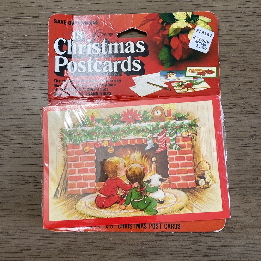 🎀 5 for $25 🎀 Vintage Conimar Christmas Postcards 18 cards New Kids By Fireplace